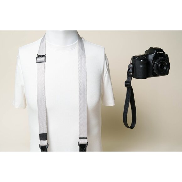 COMBO - Camera Wrist & Neck Strap SILVER & BLACK w/ Peak Design Anchors - Picture 2 of 12